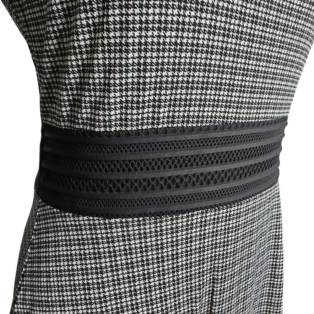 Michael Kors Dress Womens PM Black White Houndstooth Fit Flare NWT‎